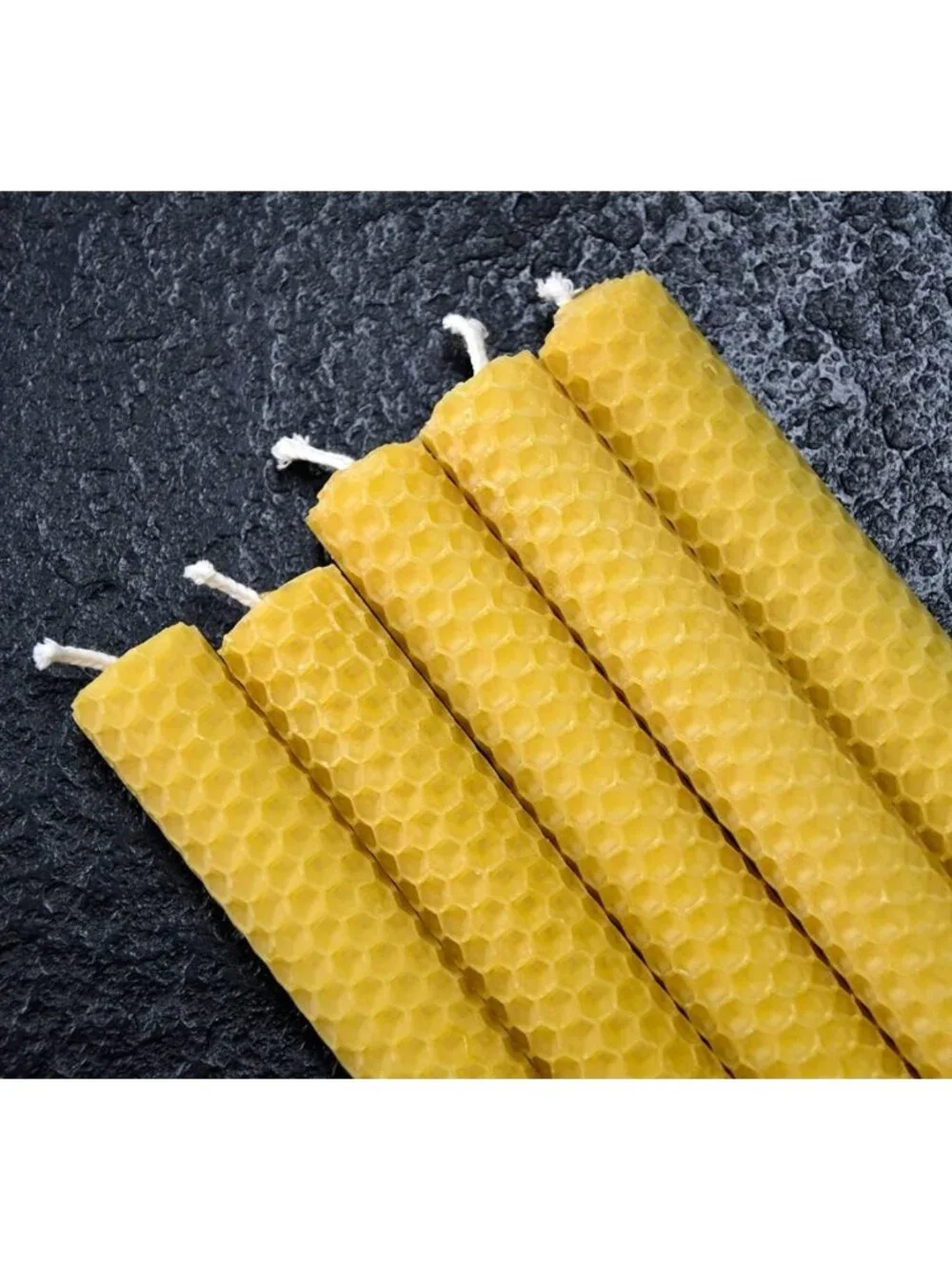 Set of 6 Yellow Beeswax Honeycomb Candles | Organic, 8-Inch, 4-5 Hour Burn, Home